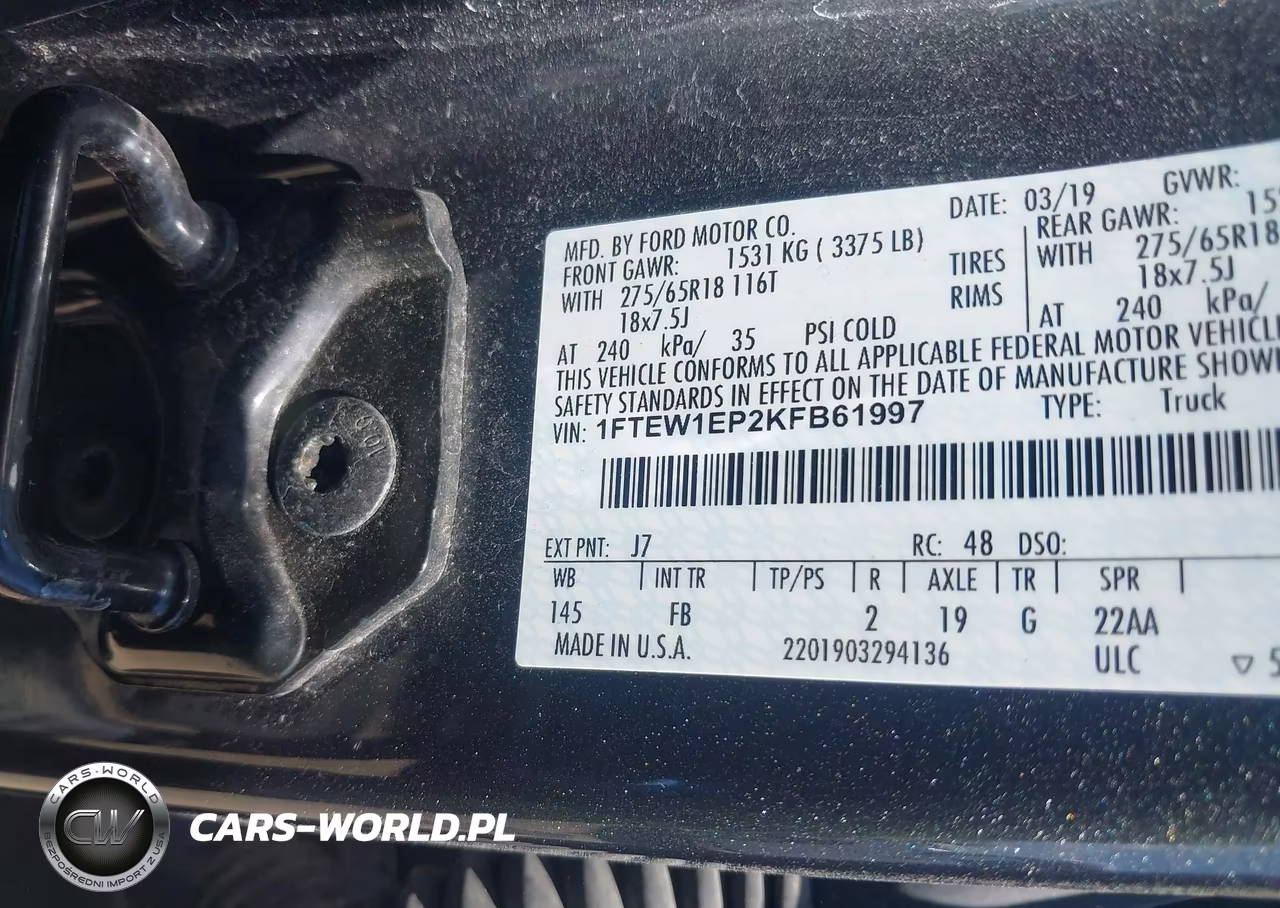2019 Ford F-150 Xlt VIN:1FTEW1EP2KFB61997 - 9