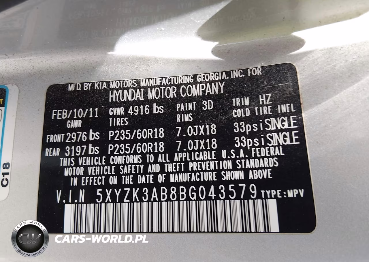 2011 Hyundai Santa Fe Limited VIN:5XYZK3AB8BG043579 - 9