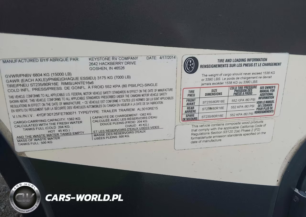 2015 Keystone Rv Other VIN:4YDF30125FE780071 - 9