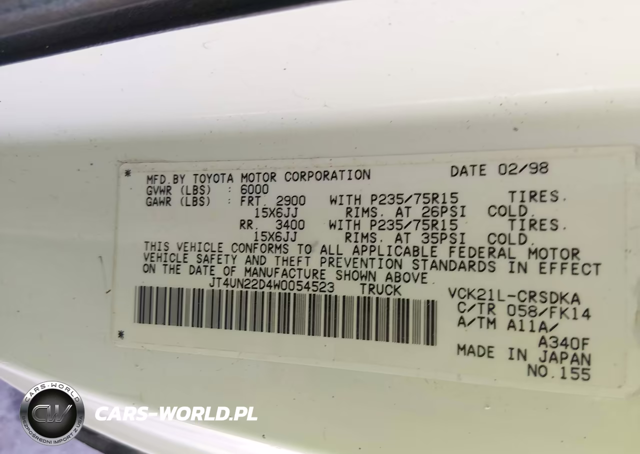 1998 Toyota T100 Dx V6 VIN:JT4UN22D4W0054523 - 9