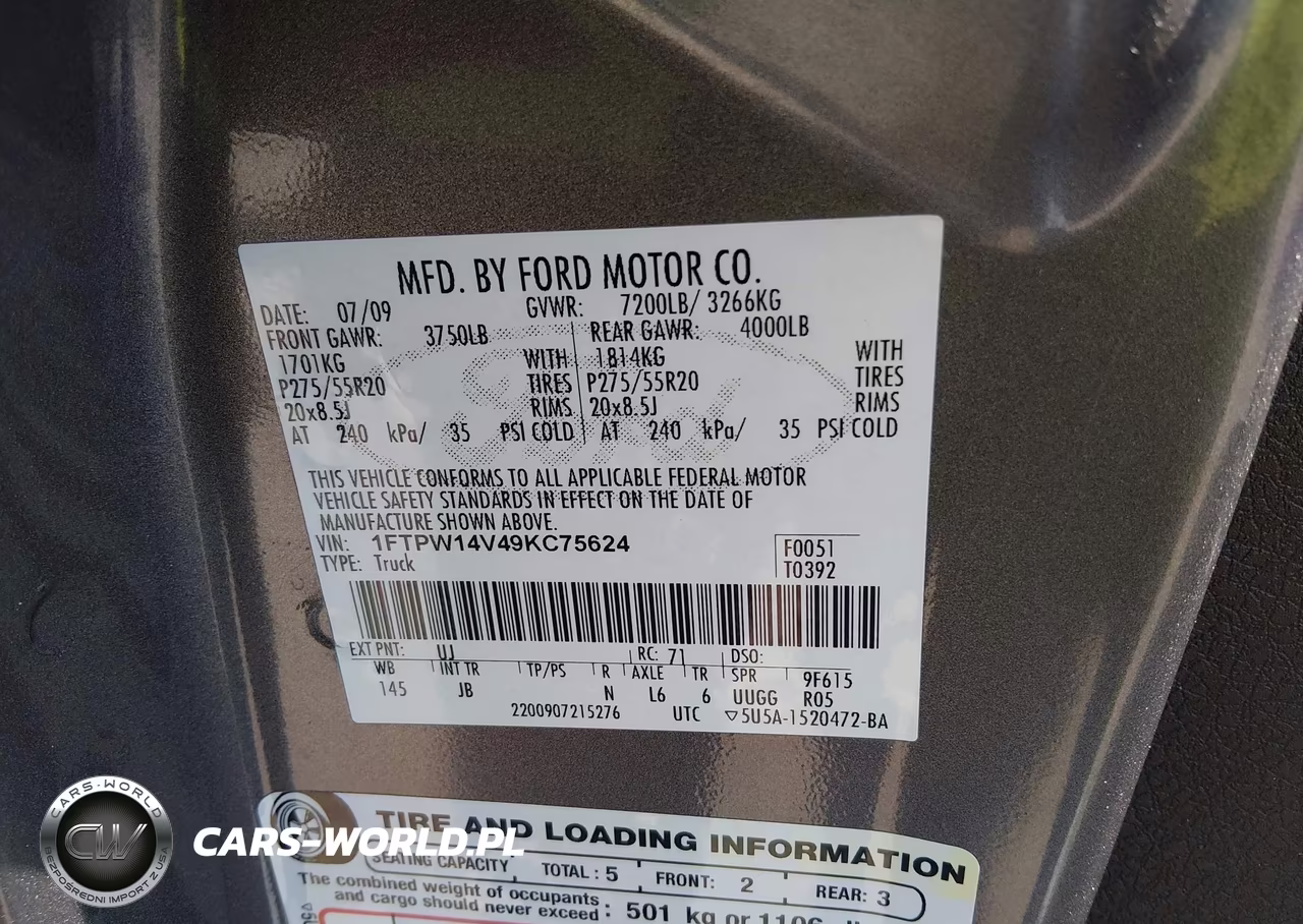 2009 Ford F-150 Fx4-King Ranch-Lariat-Platinum-Xl-Xlt VIN:1FTPW14V49KC75624 - 9
