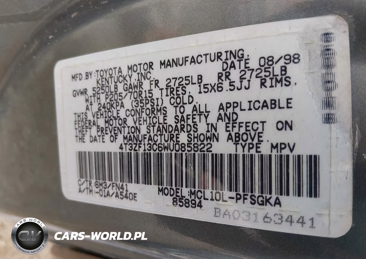 1998 Toyota Sienna Le VIN:4T3ZF13C6WU085822 - 9