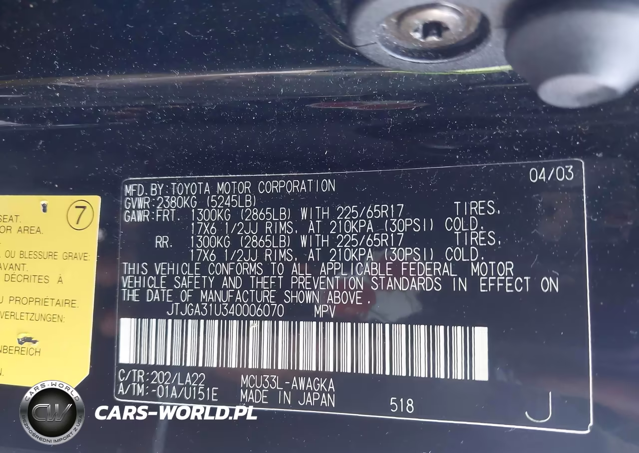 2004 Lexus Rx 330 VIN:JTJGA31U340006070 - 9