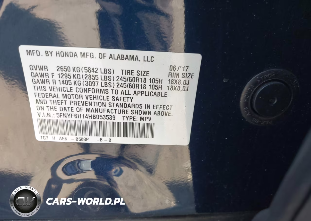 2017 Honda Pilot Lx VIN:5FNYF6H14HB053539 - 9