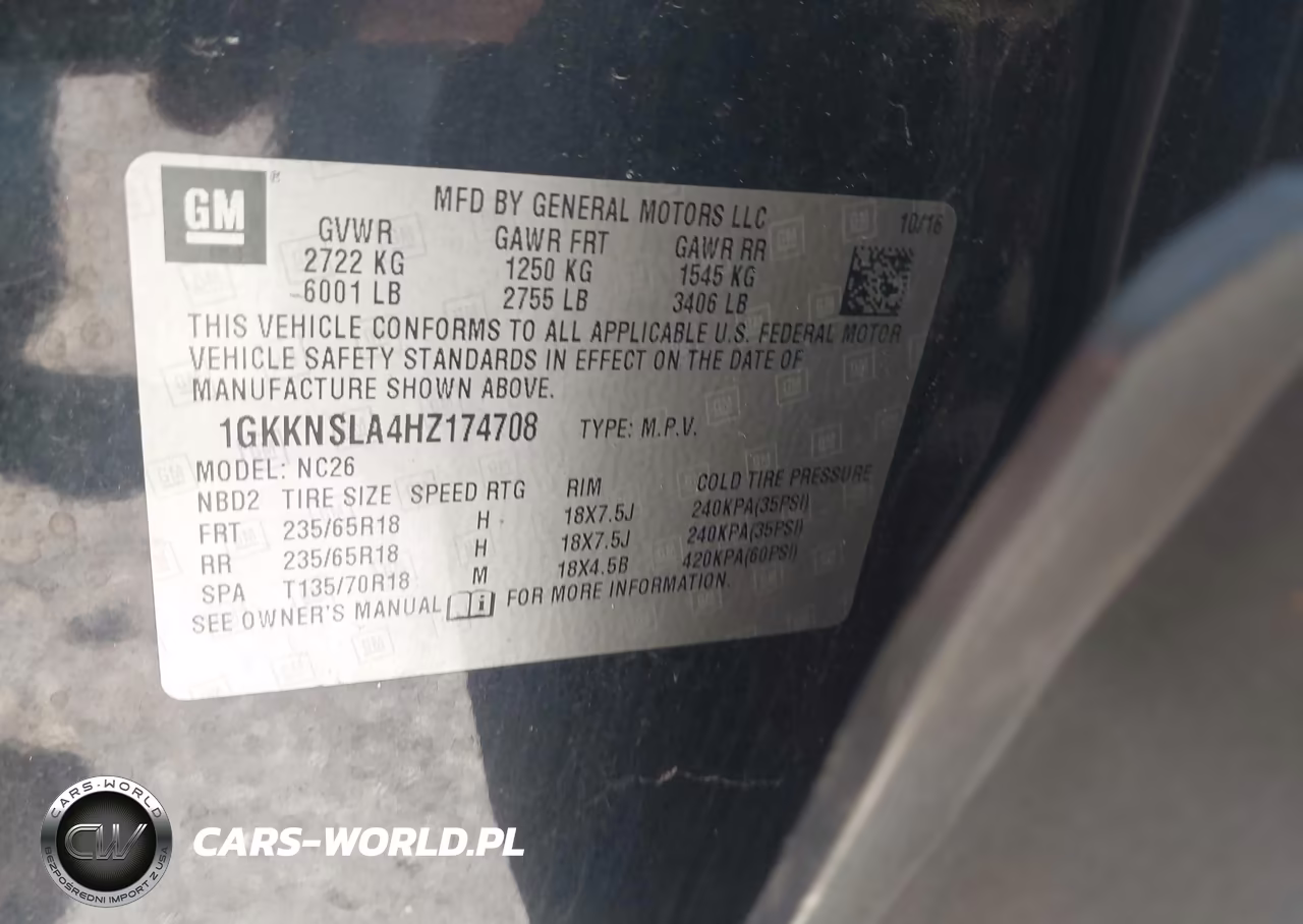 2017 GMC Acadia Sle-2 VIN:1GKKNSLA4HZ174708 - 9