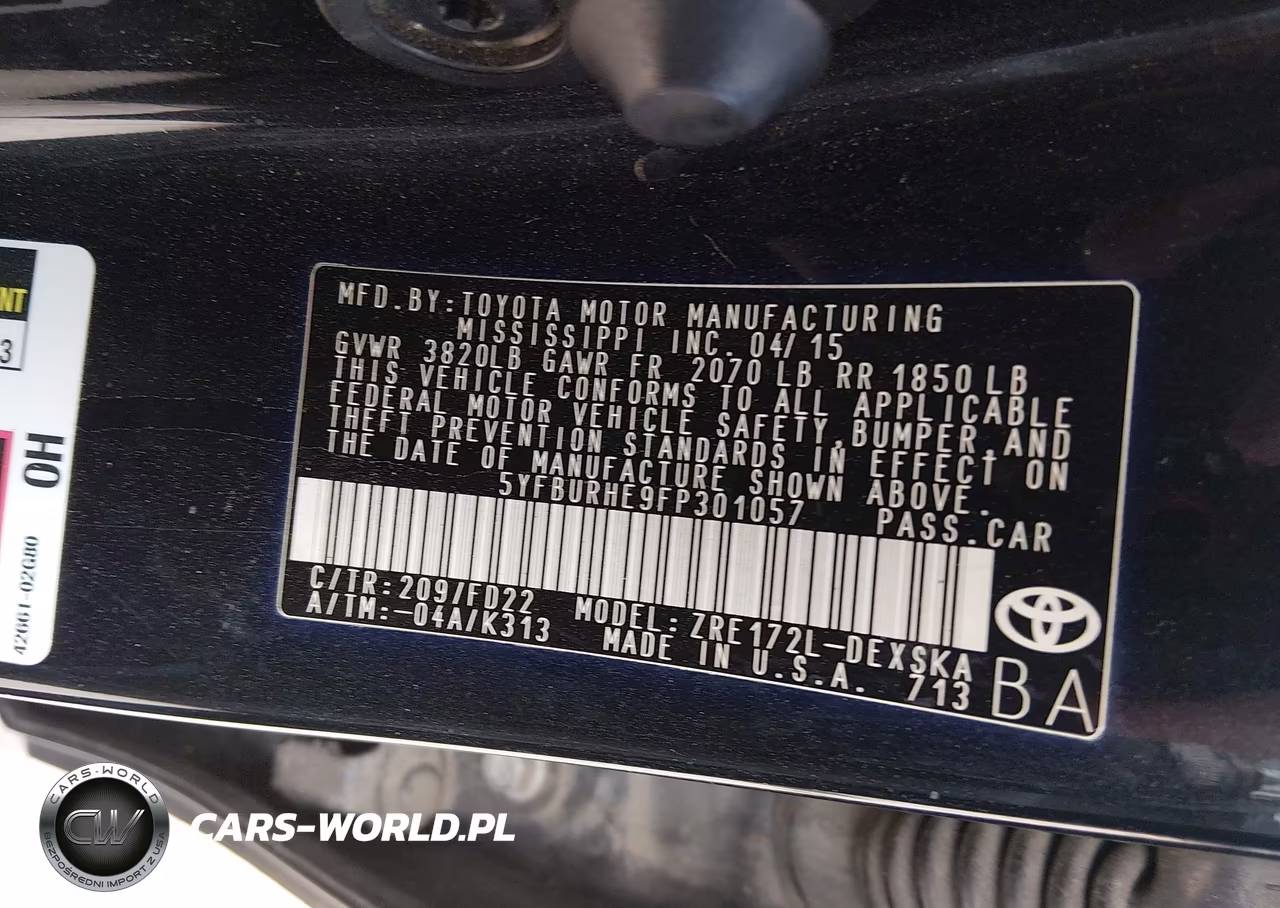 2015 Toyota Corolla S Plus VIN:5YFBURHE9FP301057 - 9