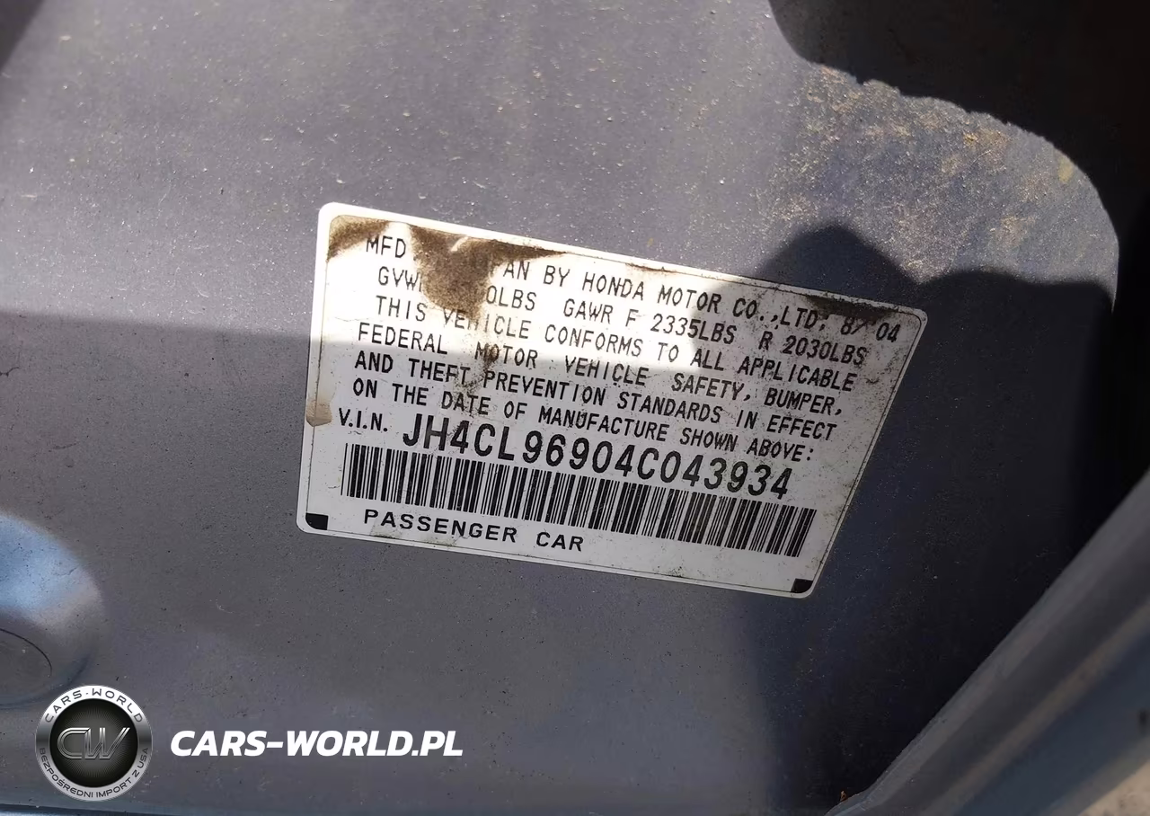 2004 Acura Tsx VIN:JH4CL96904C043934 - 9