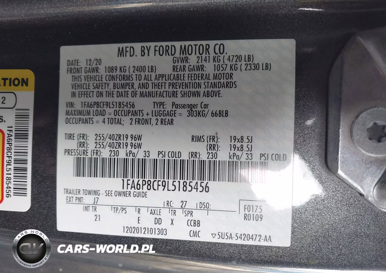 2020 Ford Mustang Gt Fastback VIN:1FA6P8CF9L5185456 - 9