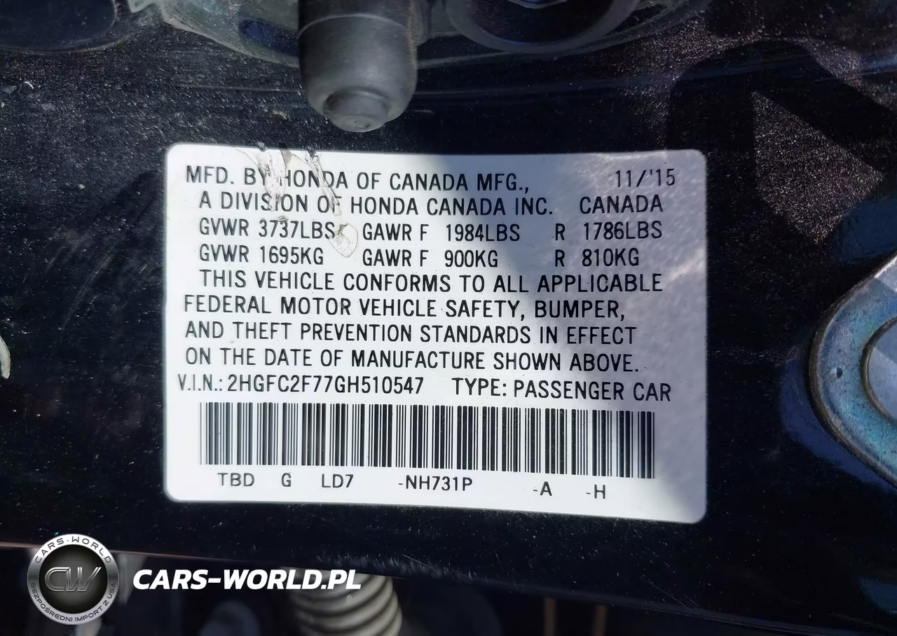 2016 Honda Civic Ex VIN:2HGFC2F77GH510547 - 9