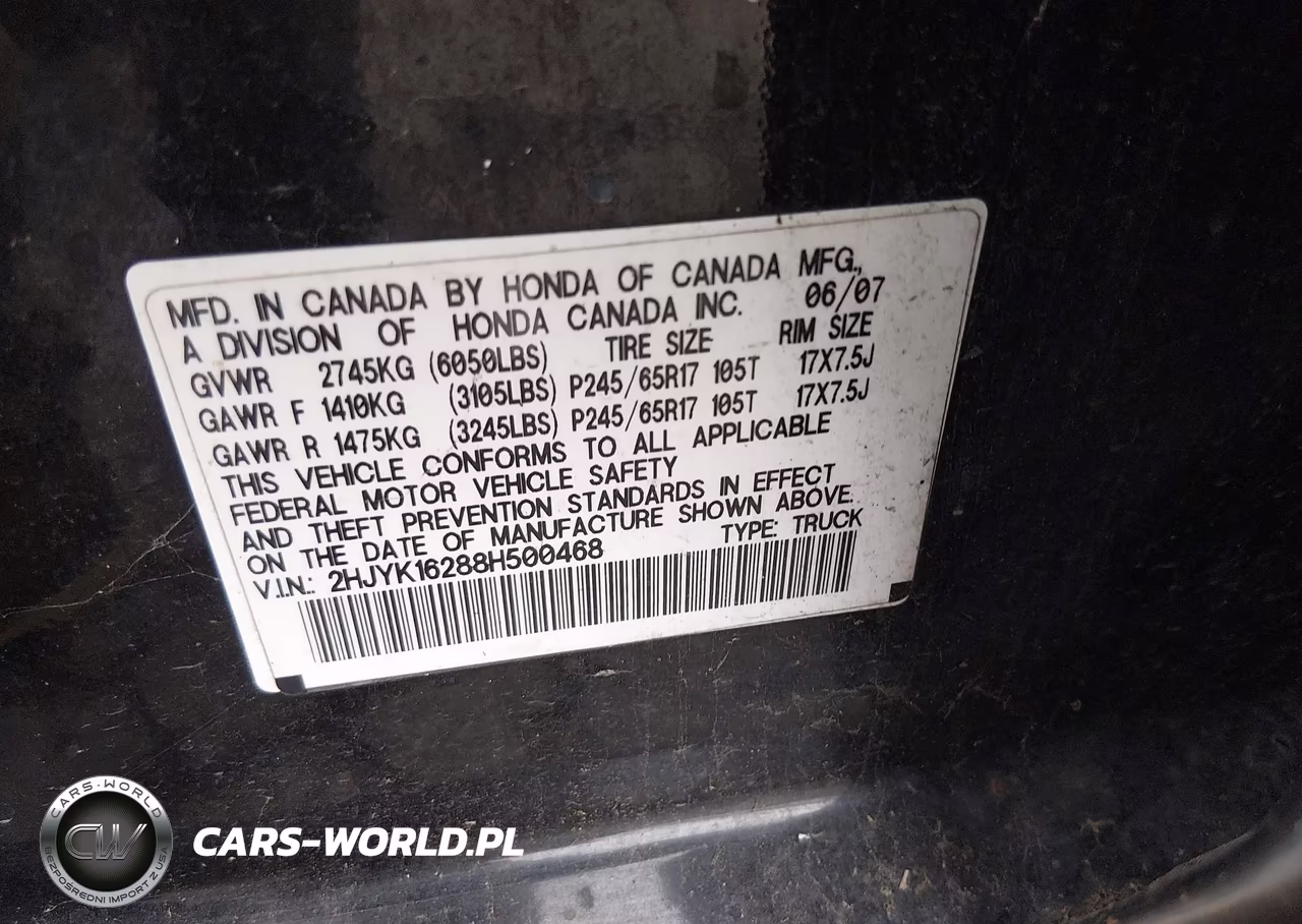 2008 Honda Ridgeline Rt VIN:2HJYK16288H500468 - 9