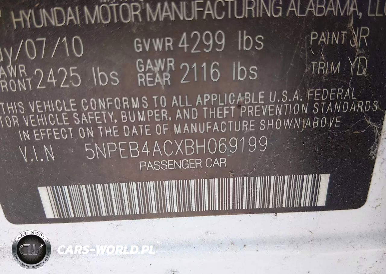 2011 Hyundai Sonata Gls VIN:5NPEB4ACXBH069199 - 9