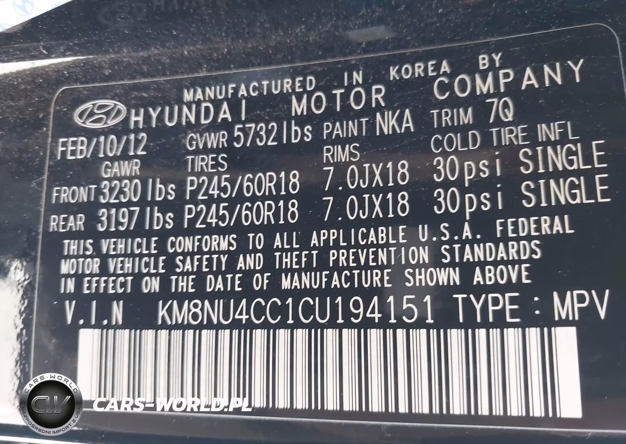 2012 Hyundai Veracruz Limited VIN:KM8NU4CC1CU194151 - 9