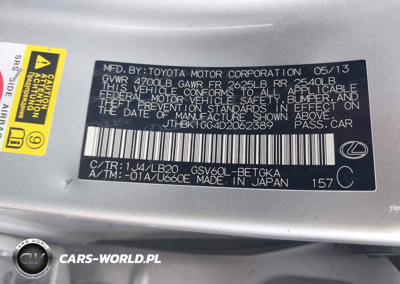 2013 Lexus Es 350 VIN:JTHBK1GG4D2062389 - 9