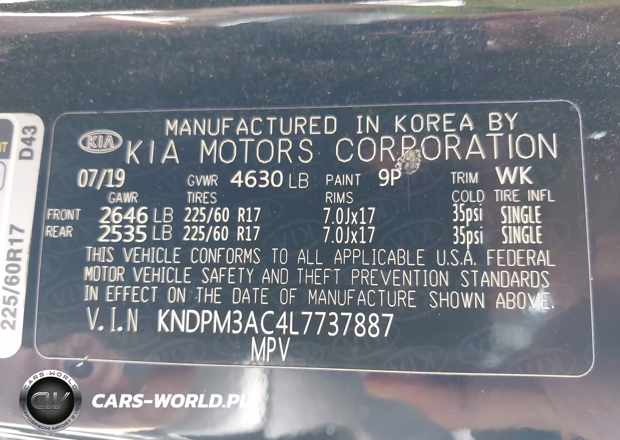 2020 Kia Sportage Lx VIN:KNDPM3AC4L7737887 - 9
