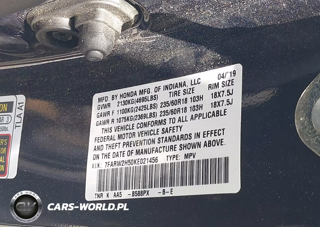 2019 Honda Cr-V Ex VIN:7FARW2H50KE021456 - 9