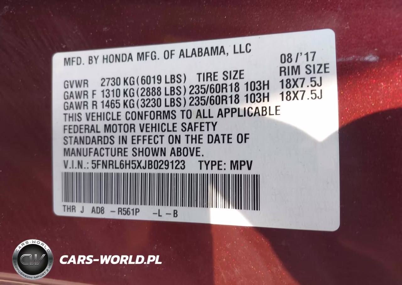 2018 HONDA ODYSSEY EX VIN:5FNRL6H5XJB029123 - 9
