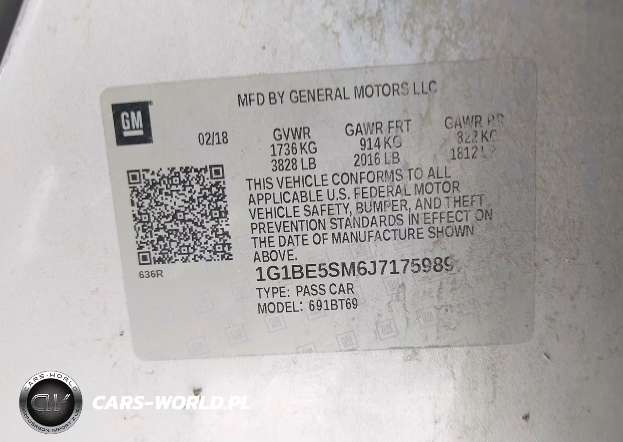 2018 Chevrolet Cruze Lt Auto VIN:1G1BE5SM6J7175989 - 9