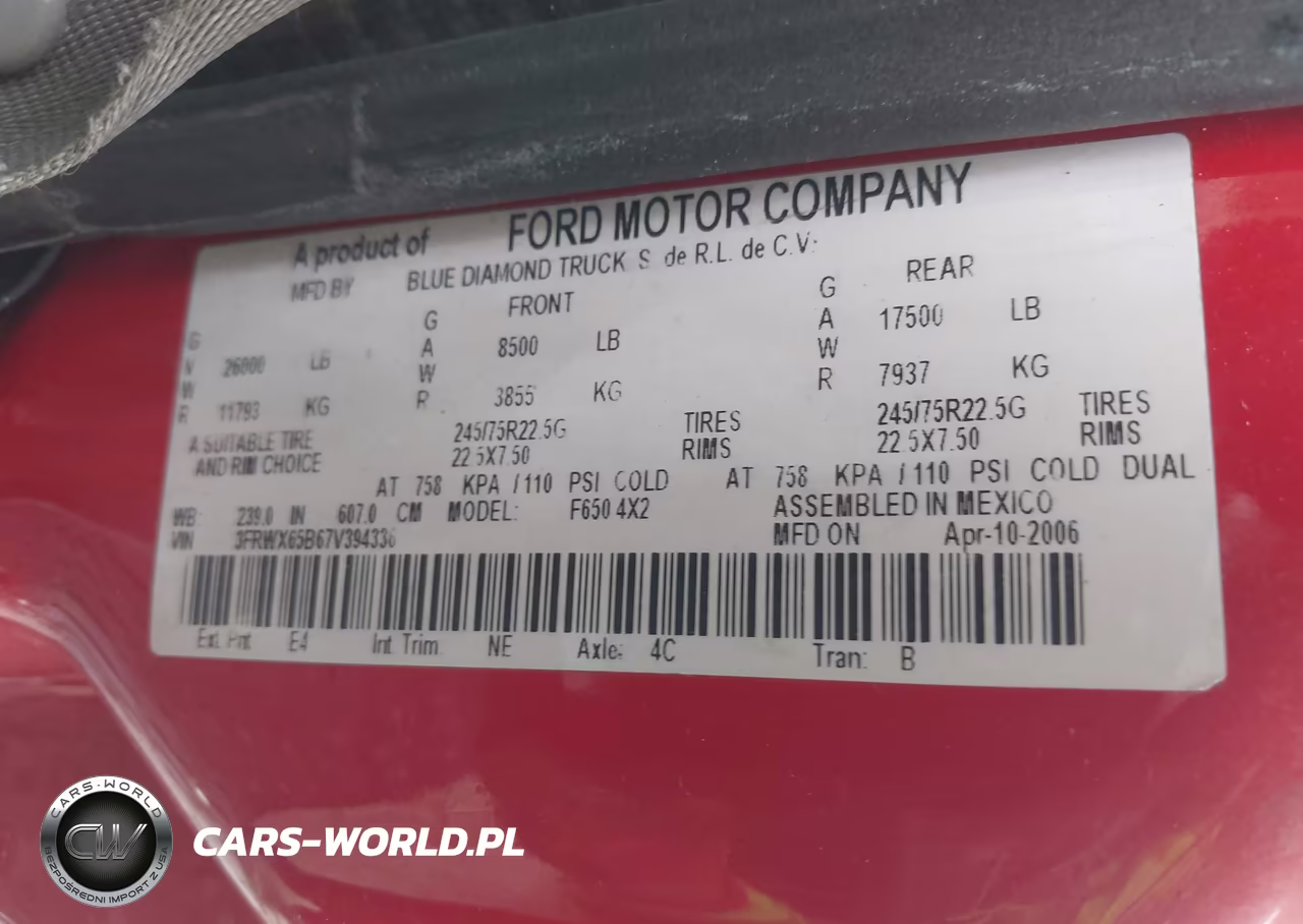 2007 Ford F-650 Xl-Xlt VIN:3FRWX65B67V394336 - 8
