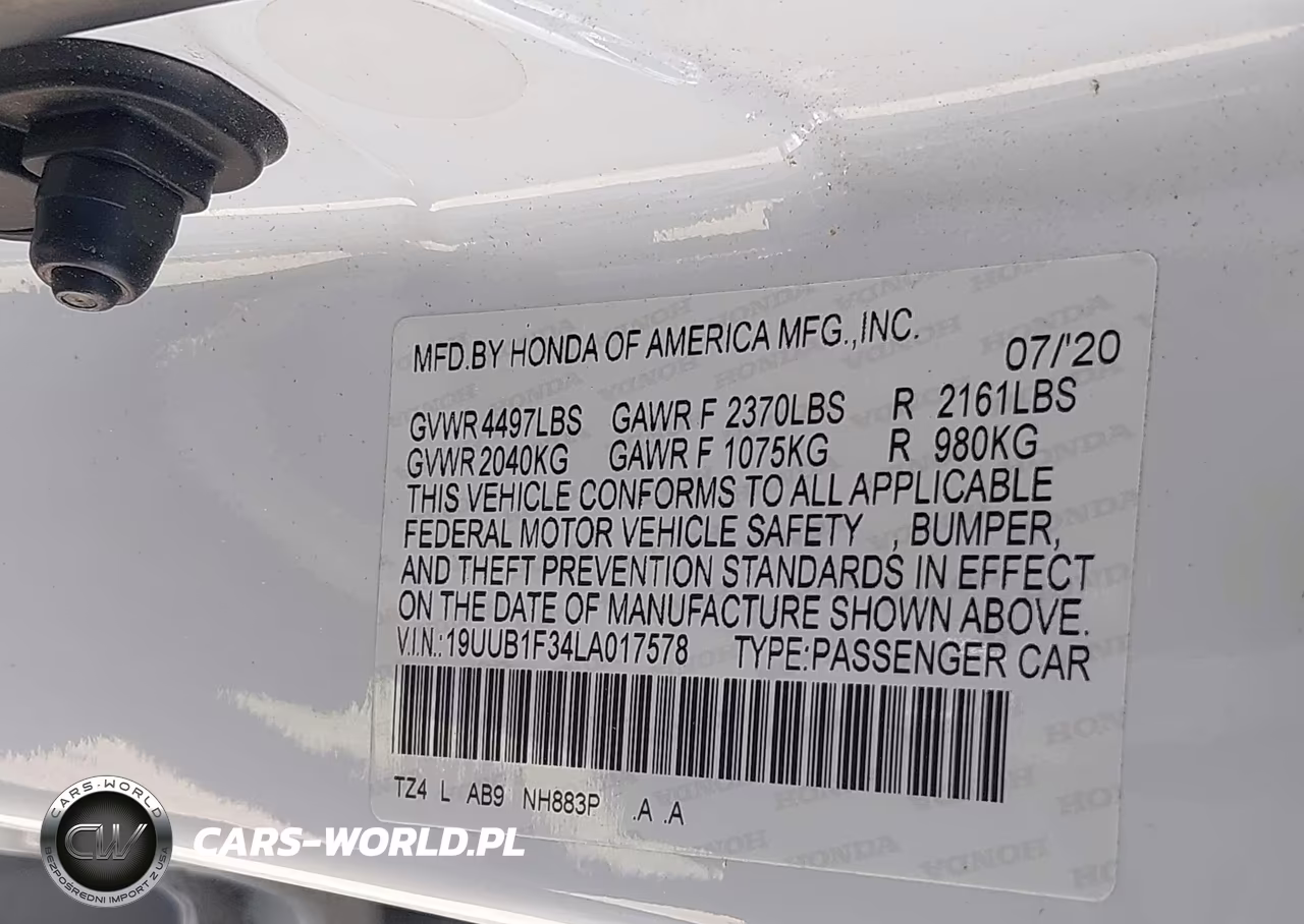 2020 Acura Tlx Standard VIN:19UUB1F34LA017578 - 9
