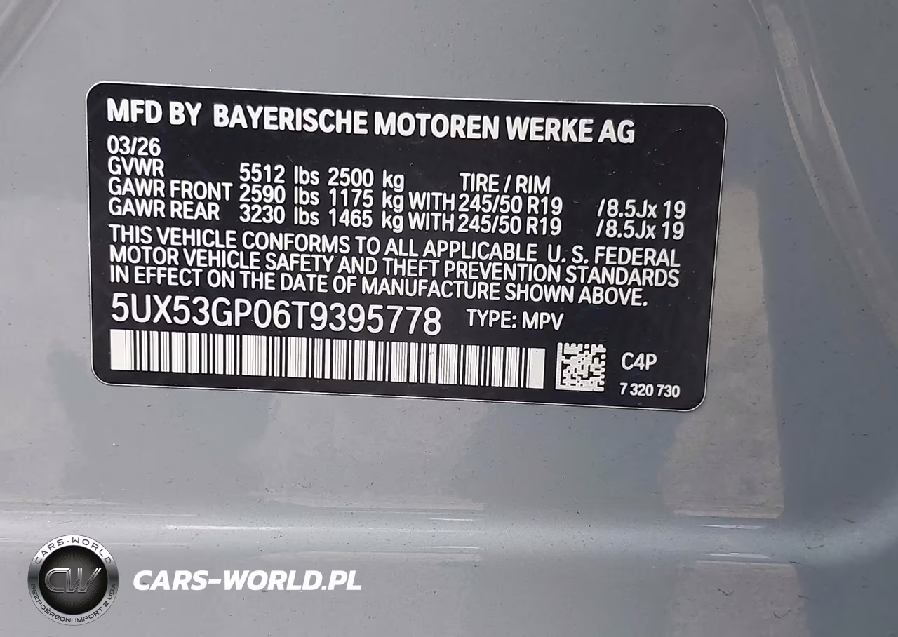 2026 BMW X3 VIN:5UX53GP06T9395778 - 9