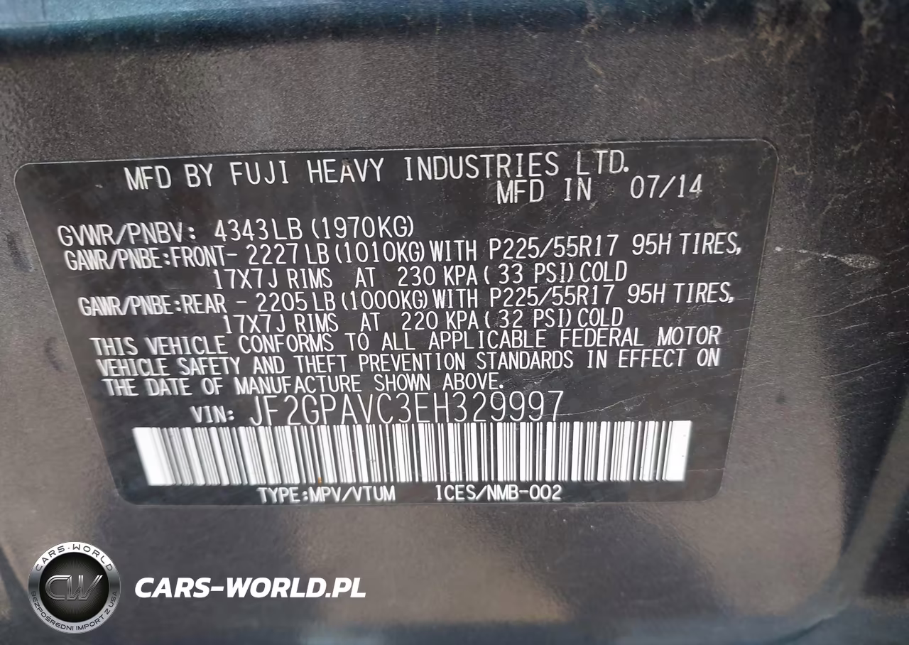 2014 Subaru Xv Crosstrek 2.0I Premium VIN:JF2GPAVC3EH329997 - 9