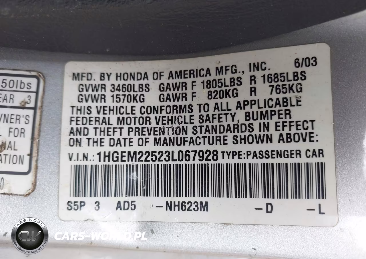 2003 Honda Civic Lx VIN:1HGEM22523L067928 - 9