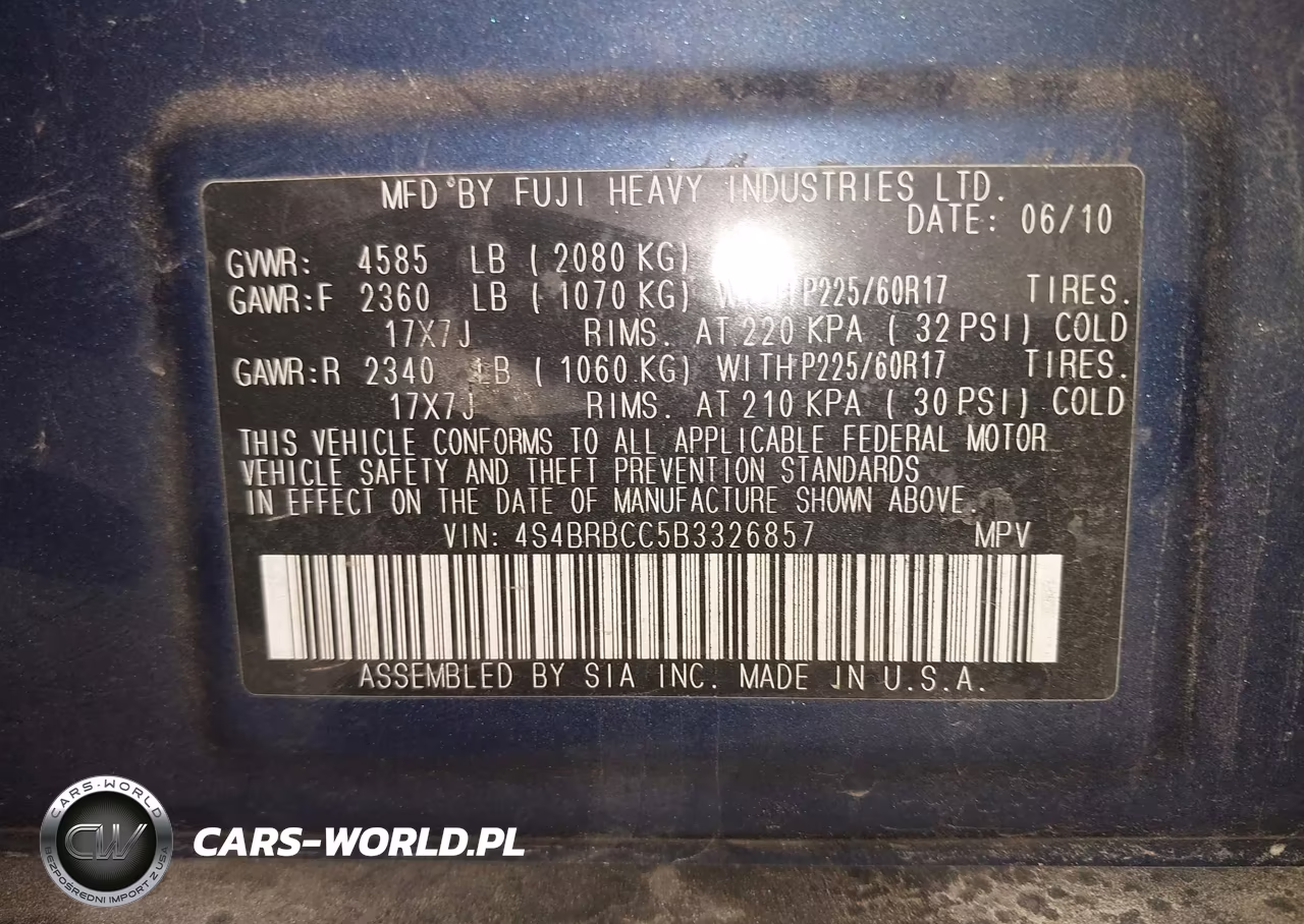 2011 Subaru Outback 2.5I Premium VIN:4S4BRBCC5B3326857 - 9