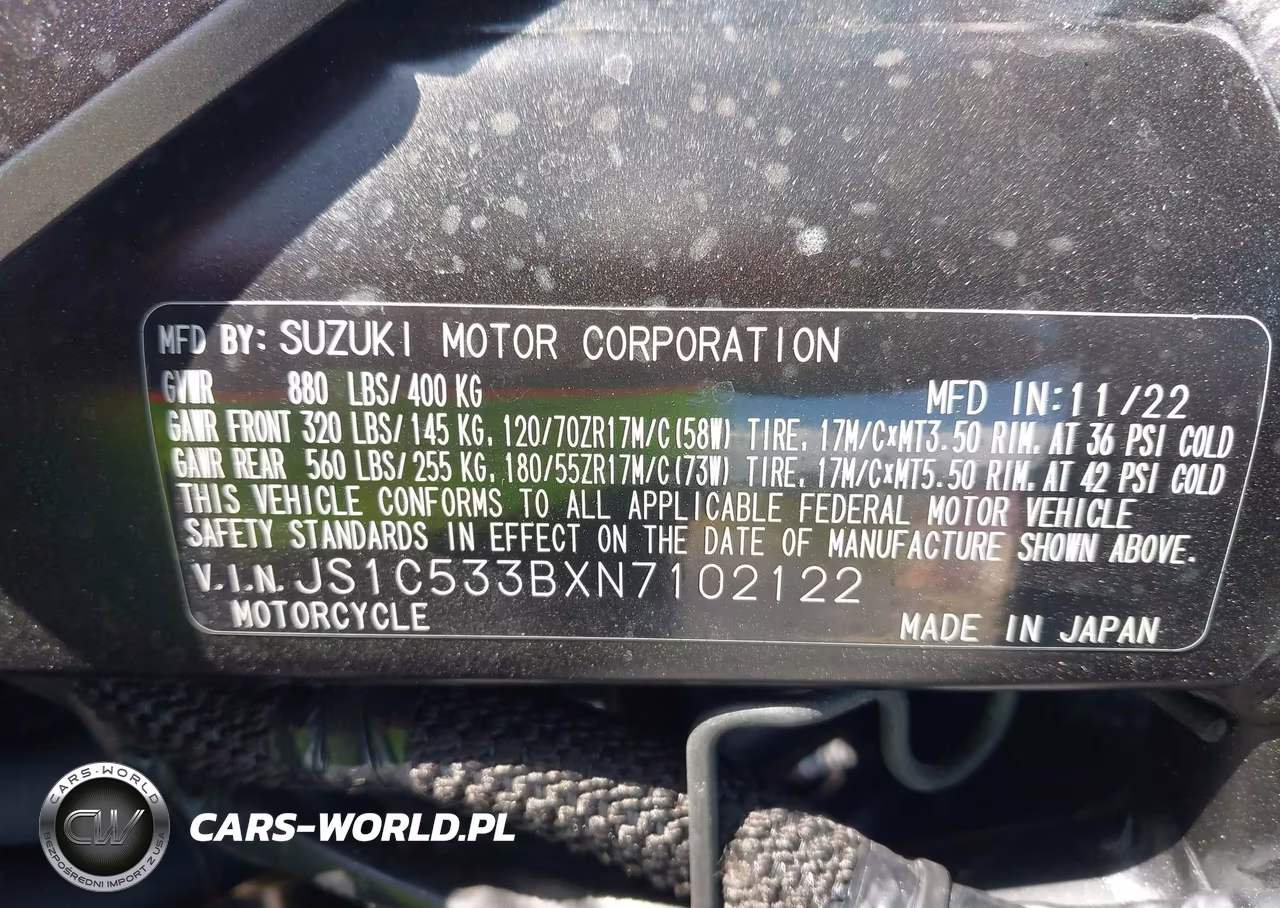 2022 Suzuki Gsx-S750 M-Z VIN:JS1C533BXN7102122 - 10