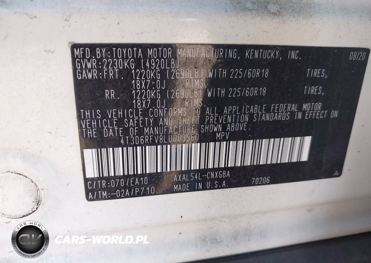 2020 Toyota Rav4 Hybrid Limited VIN:4T3D6RFV8LU003560 - 9
