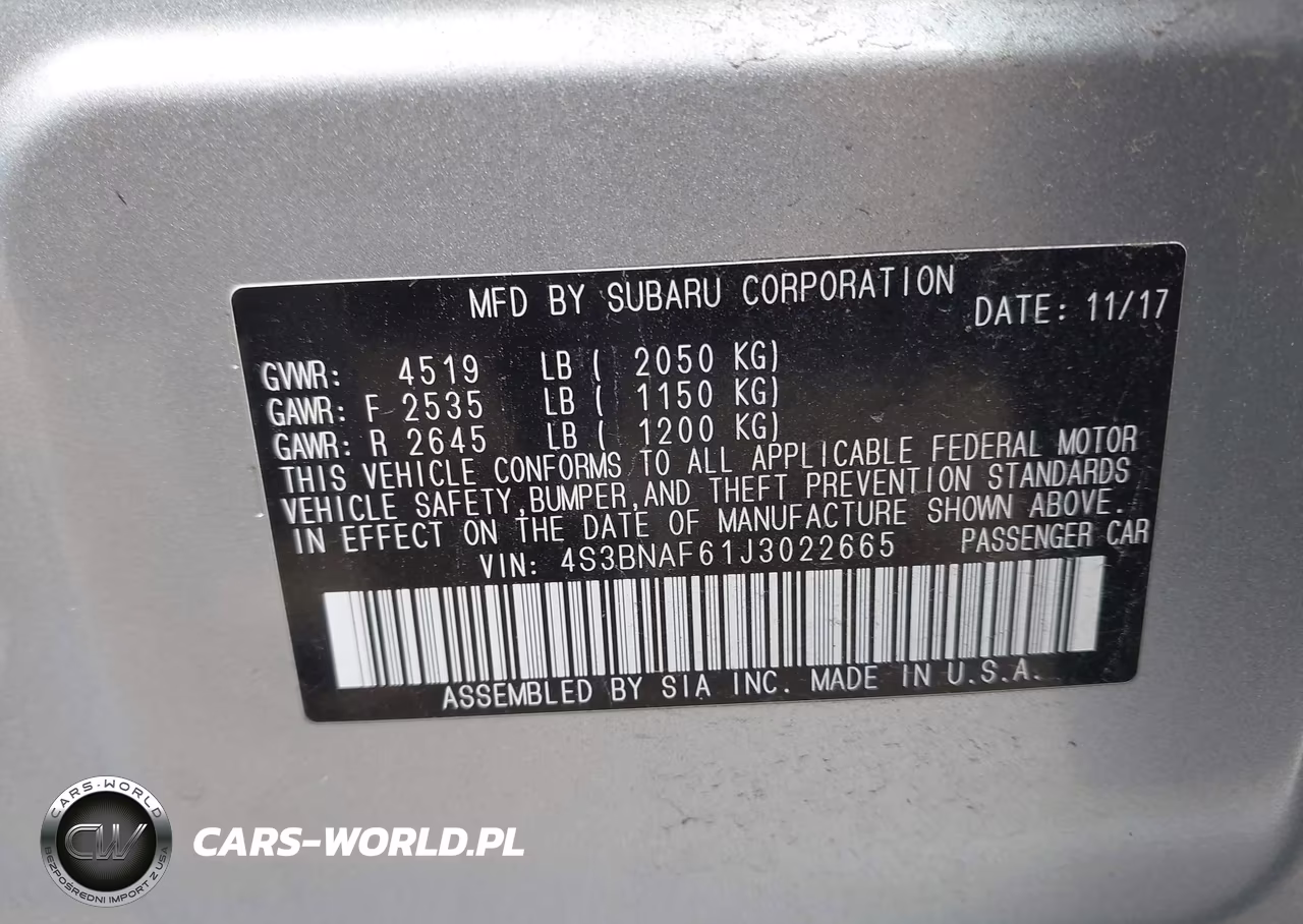 2018 Subaru Legacy 2.5I Premium VIN:4S3BNAF61J3022665 - 9