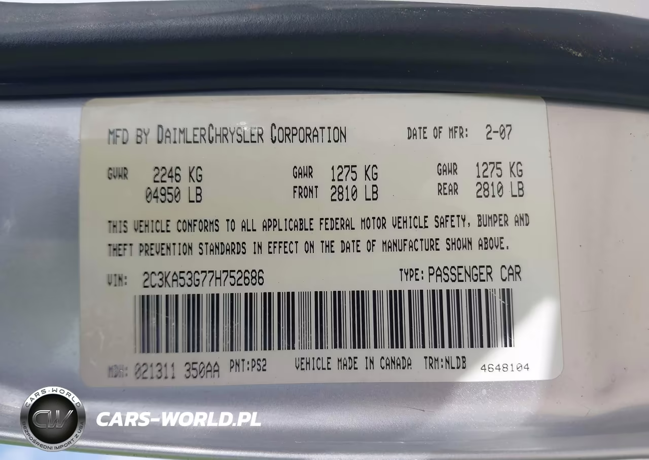 2007 Chrysler 300 Touring VIN:2C3KA53G77H752686 - 9