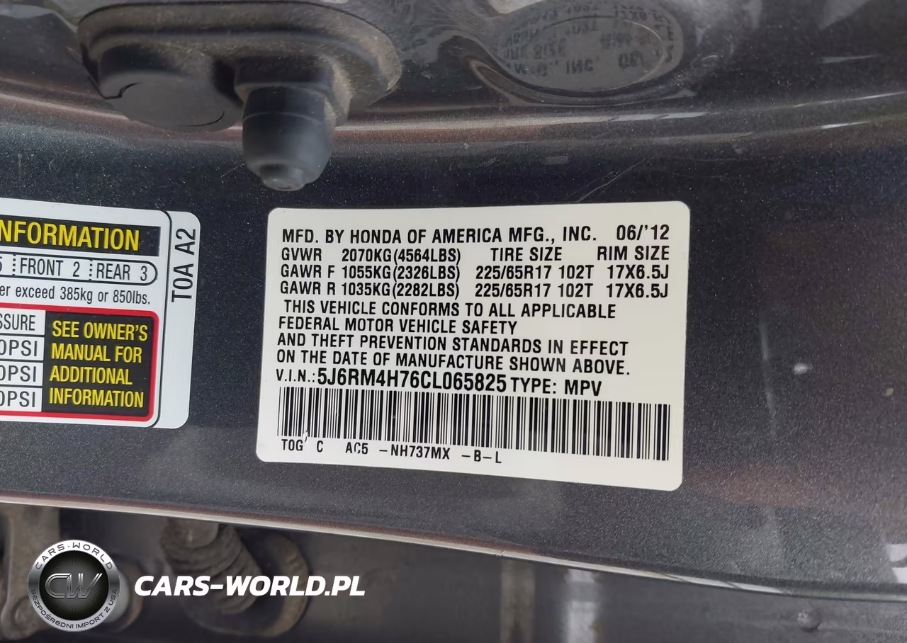 2012 Honda Cr-V Ex-L VIN:5J6RM4H76CL065825 - 9