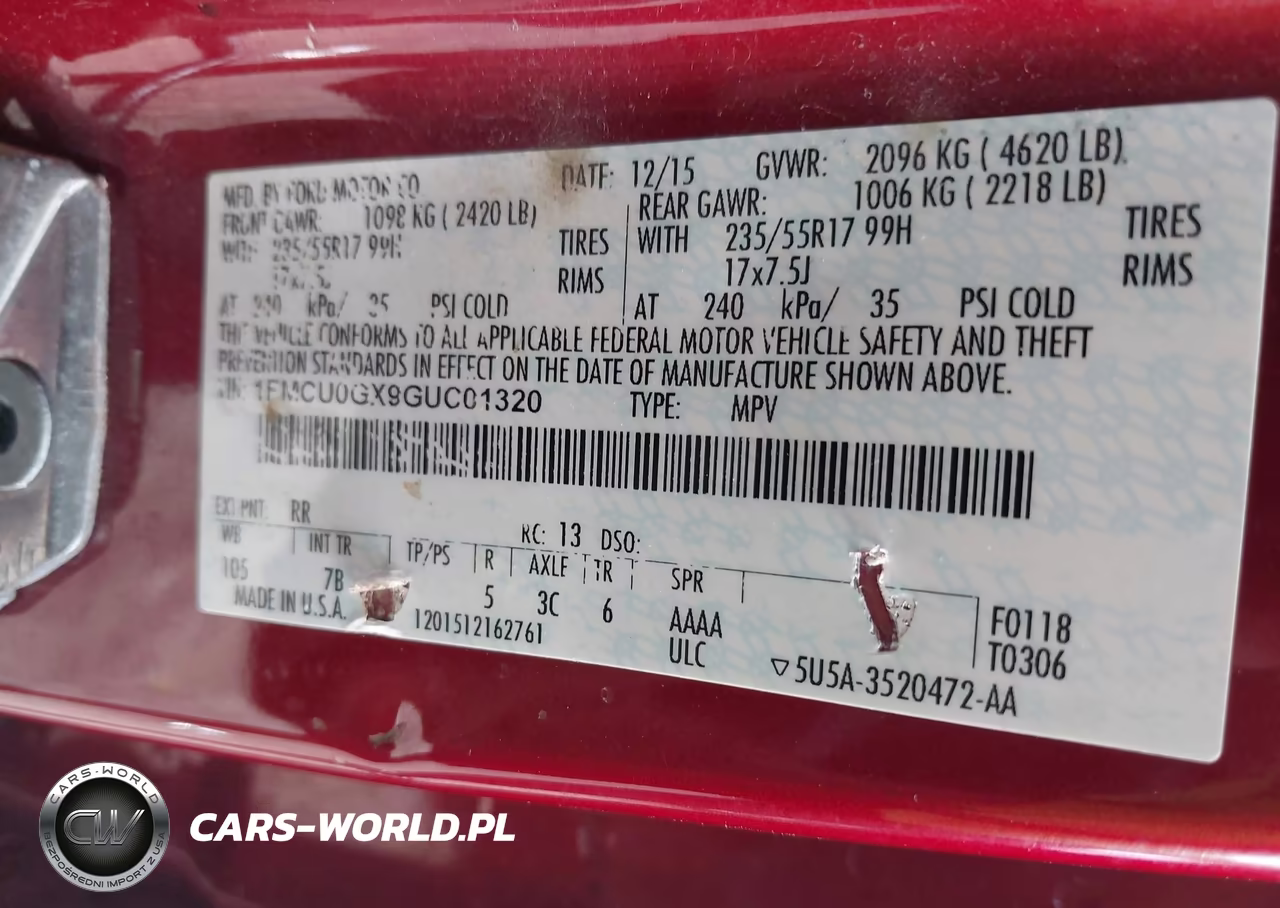 2016 Ford Escape Se VIN:1FMCU0GX9GUC01320 - 9