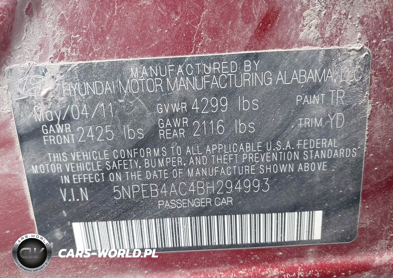 2011 Hyundai Sonata Gls VIN:5NPEB4AC4BH294993 - 9