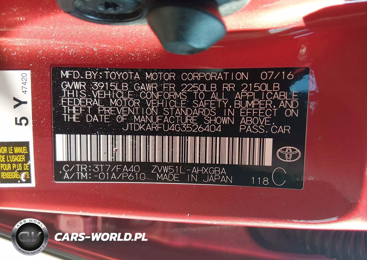 2016 Toyota Prius Three VIN:JTDKARFU4G3526404 - 9