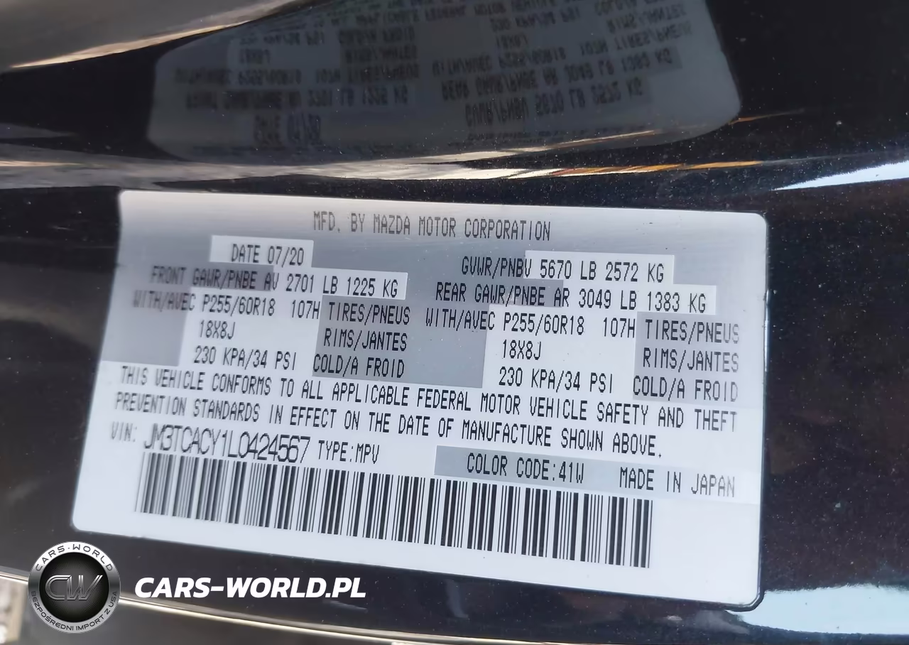 2020 Mazda Cx-9 Touring VIN:JM3TCACY1L0424567 - 9