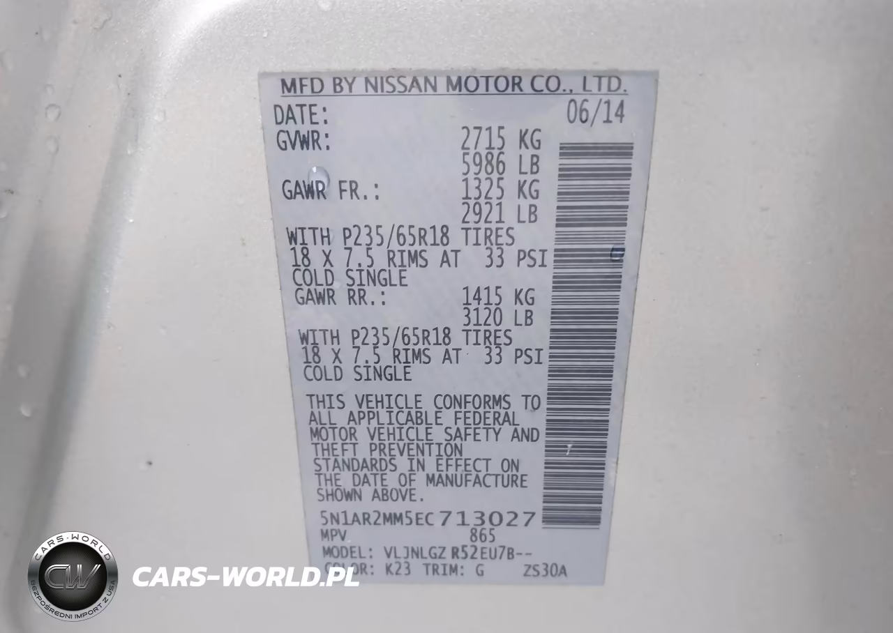 2014 Nissan Pathfinder Sl VIN:5N1AR2MM5EC713027 - 9