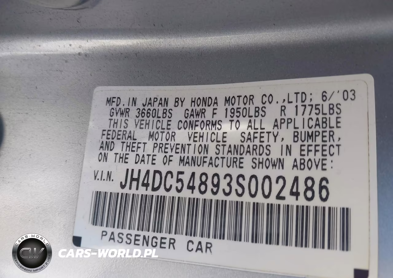 2003 Acura Rsx VIN:JH4DC54893S002486 - 9