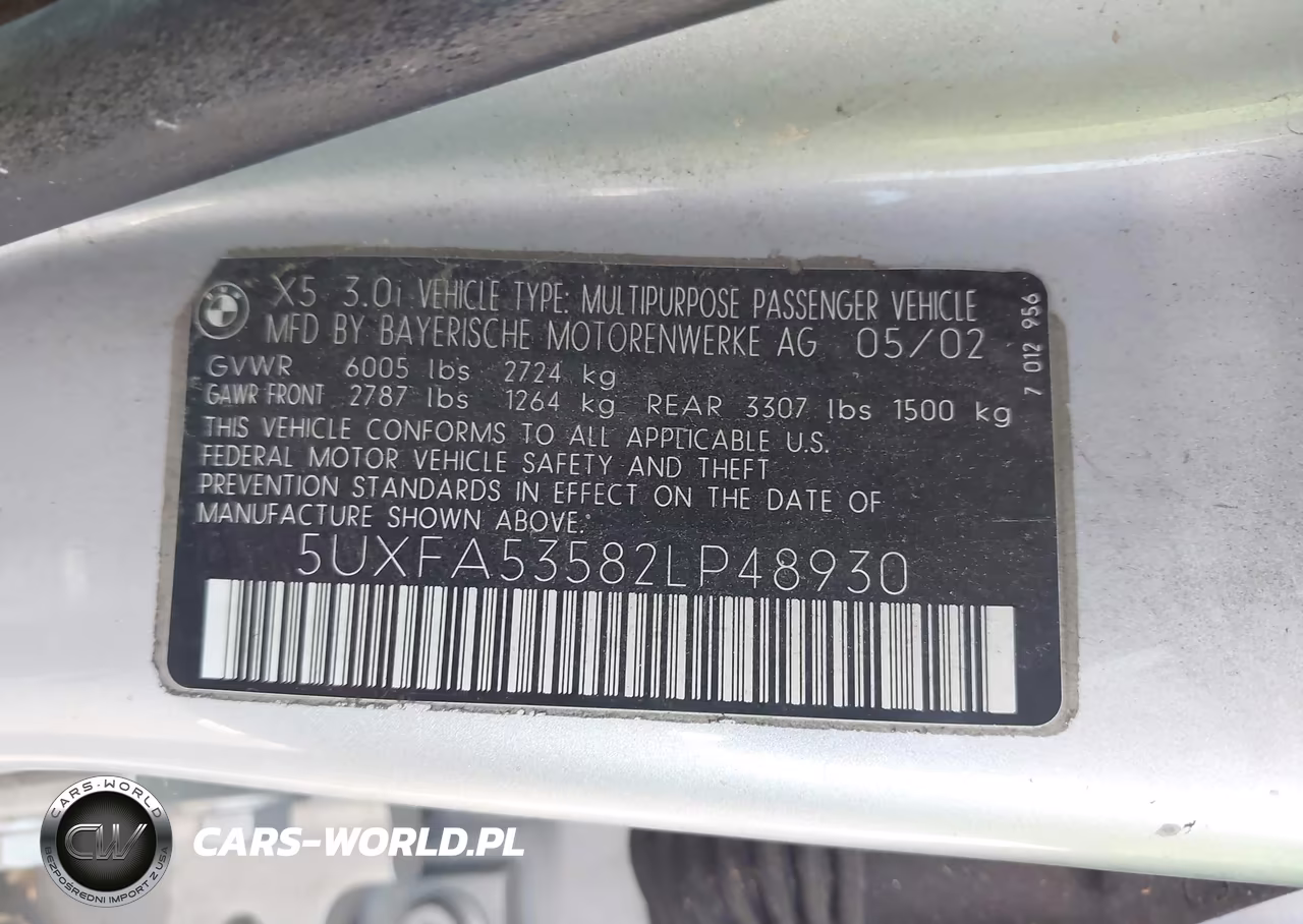 2002 BMW X5 3.0I VIN:5UXFA53582LP48930 - 9