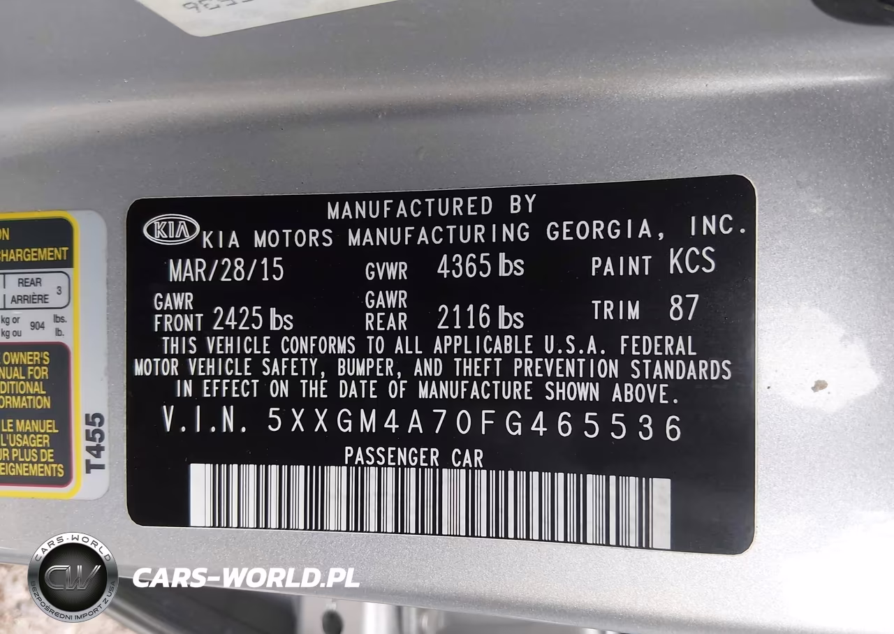 2015 Kia Optima Lx VIN:5XXGM4A70FG465536 - 9