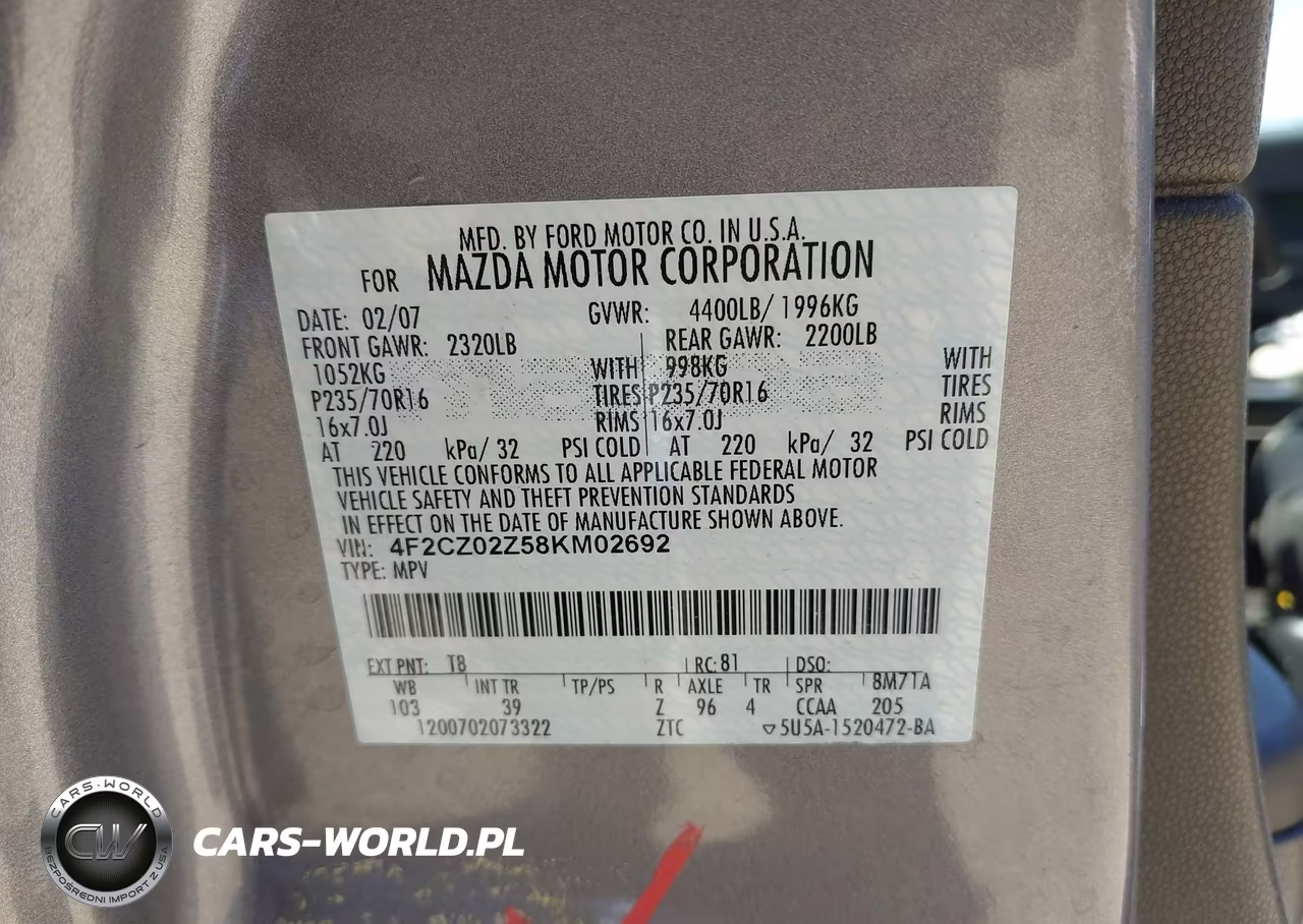 2008 Mazda Tribute I Sport VIN:4F2CZ02Z58KM02692 - 9
