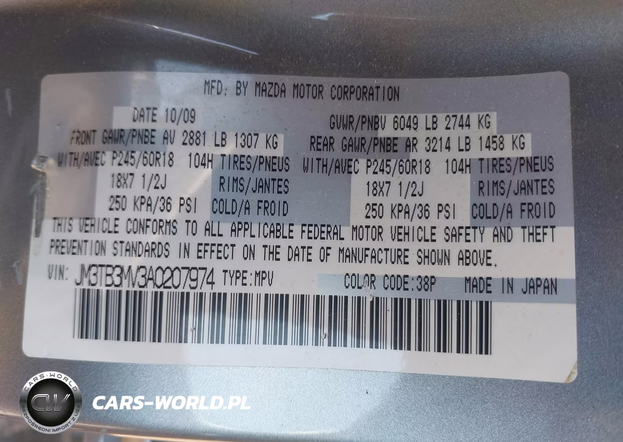 2010 Mazda Cx-9 Touring VIN:JM3TB3MV3A0207974 - 9