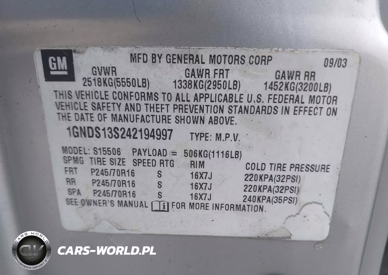 2004 Chevrolet Trailblazer Ls VIN:1GNDS13S242194997 - 9