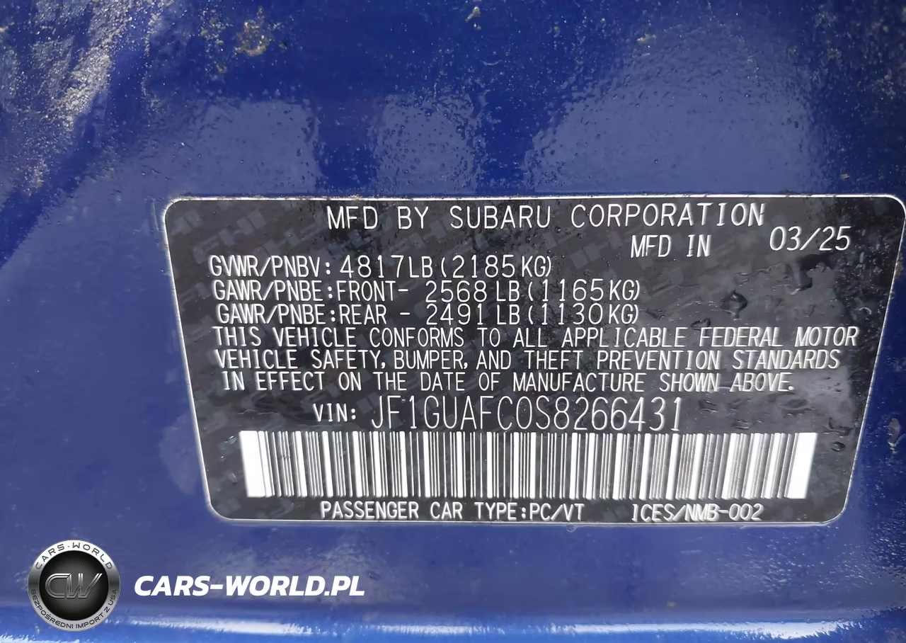 2025 Subaru Impreza Sport 5-Door VIN:JF1GUAFC0S8266431 - 9
