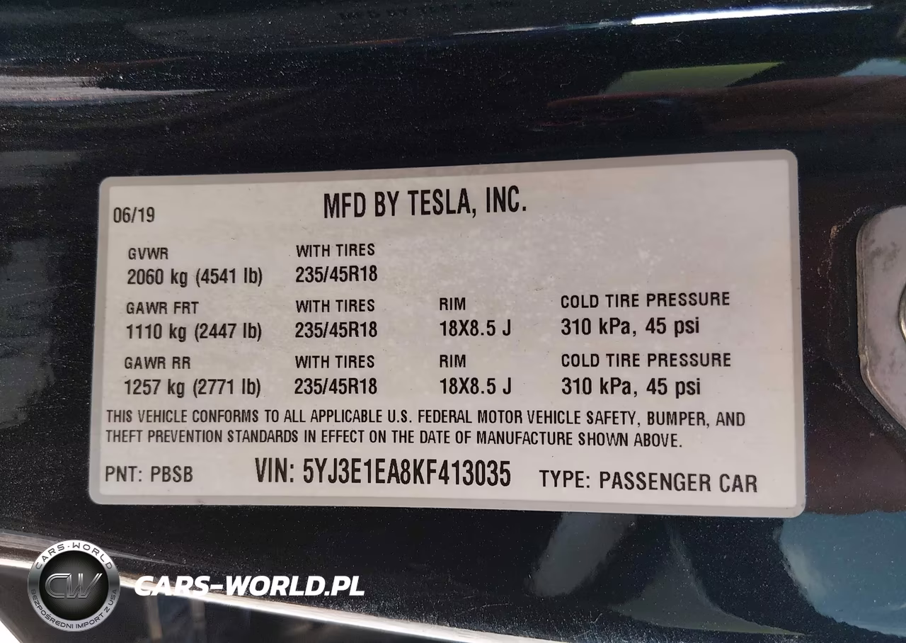2019 Tesla Model 3 Long Range-Mid Range-Standard Range-Standard Range Plus VIN:5YJ3E1EA8KF413035 - 9