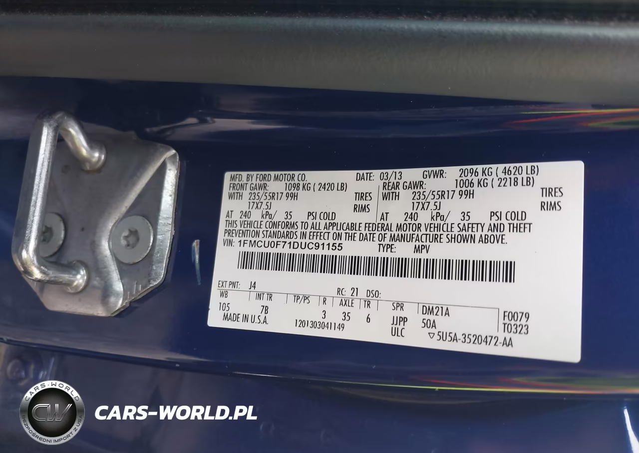 2013 Ford Escape S VIN:1FMCU0F71DUC91155 - 9