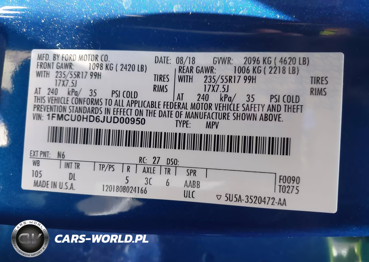 2018 Ford Escape Sel VIN:1FMCU0HD6JUD00950 - 9