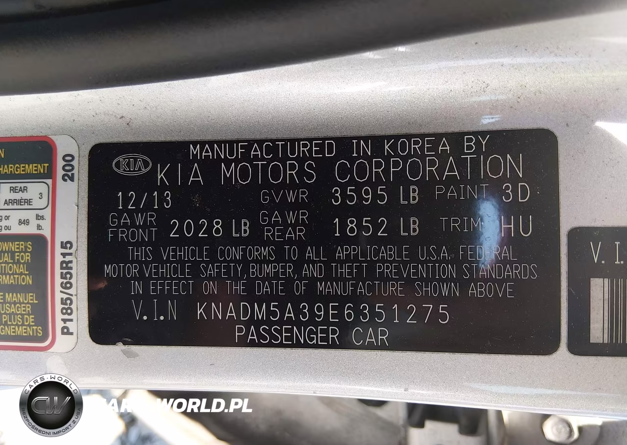 2014 Kia Rio Lx VIN:KNADM5A39E6351275 - 9