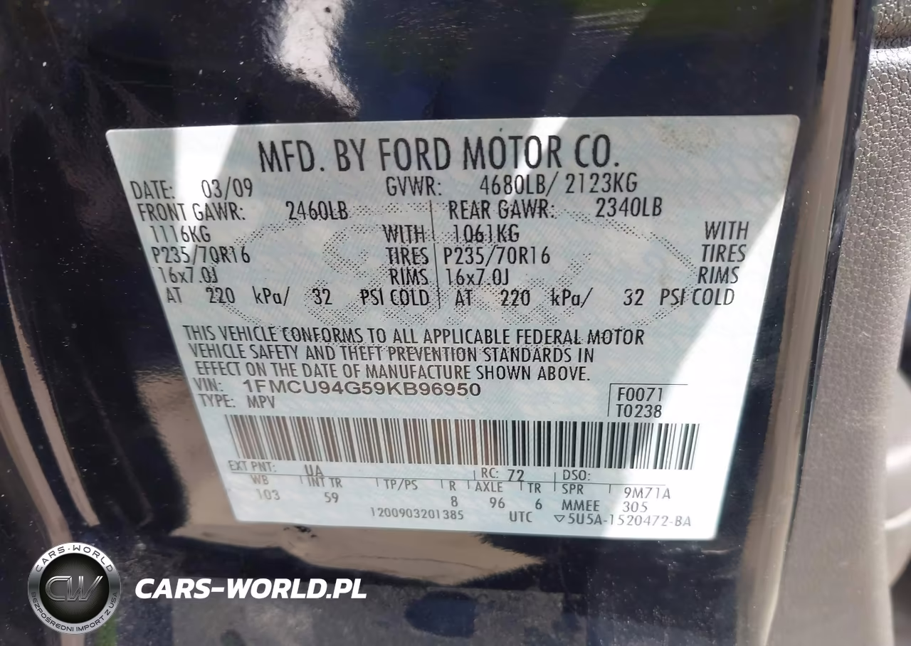 2009 Ford Escape Limited VIN:1FMCU94G59KB96950 - 9