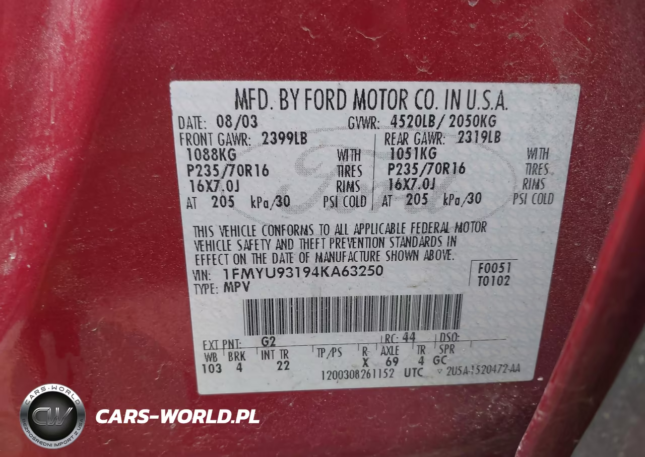 2004 Ford Escape Xlt VIN:1FMYU93194KA63250 - 9